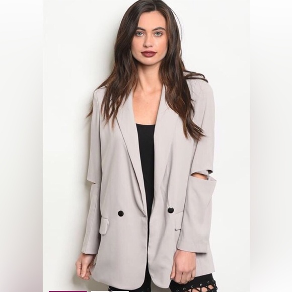 Jackets & Blazers - NEW Boutique Oversized Elbow Cutout Button Up Blazer Jacket